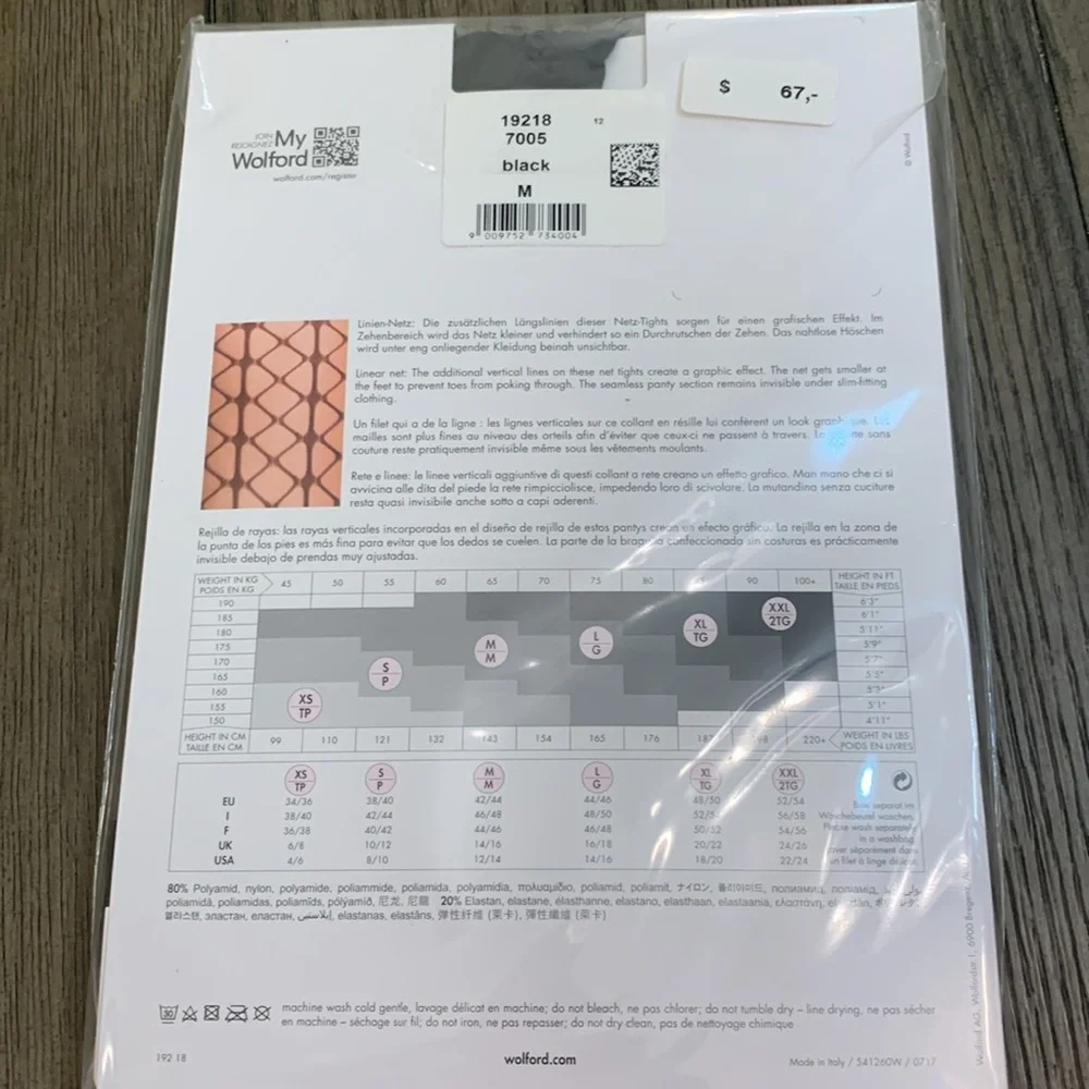 Wolford Tina Fishnet Tights - Black Size M - Picture 2 of 2